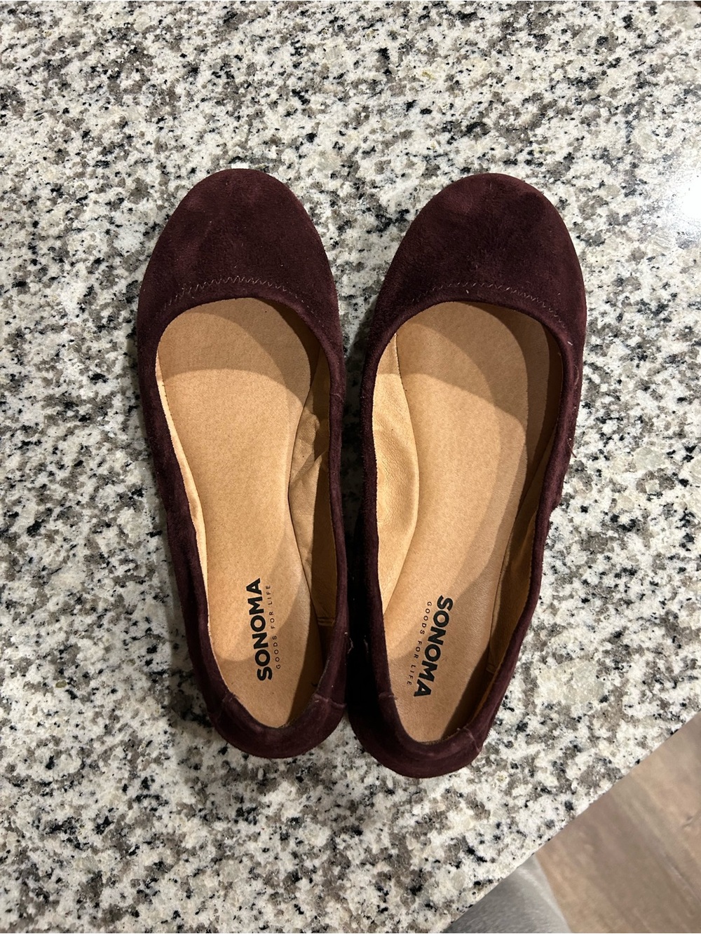 Sonoma Burgundy Suede Slip-On Ballet Flats